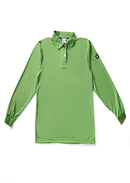 Green long-sleeve polo shirt.